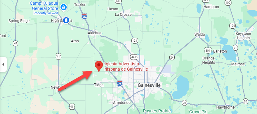 mapa_iglesia_adventista_Gainesville
